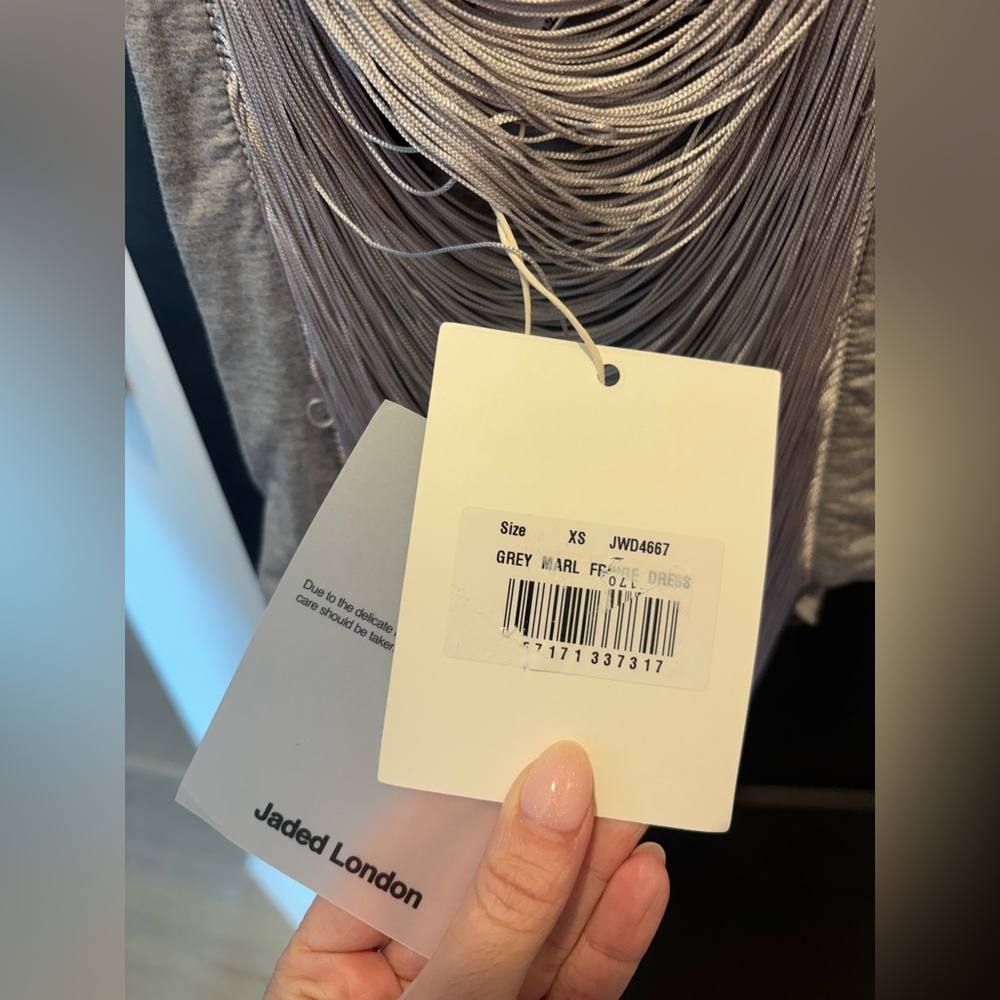 Revolve Jaded London Lavinia Backless Fringe Mini Dress Silver Steel XS NWT NEW - Picture 14 of 16